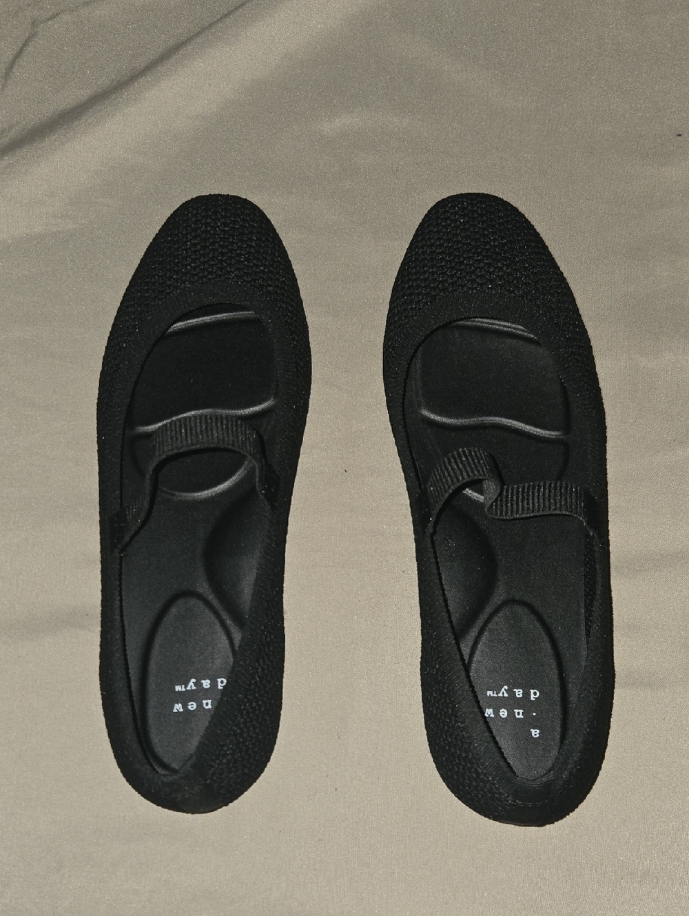 A new day Black Knit Slip-On Mary Jane Loafers for Women
